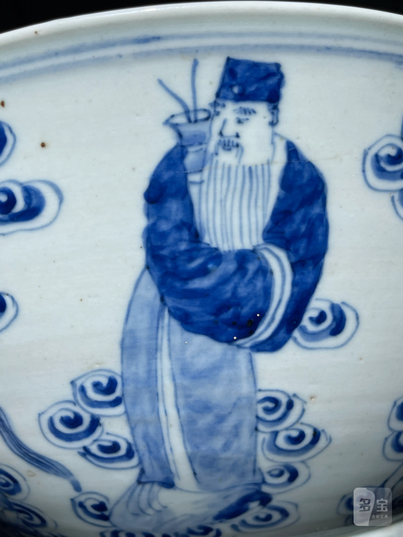 清晚期 青花八仙纹大碗 - 图7
